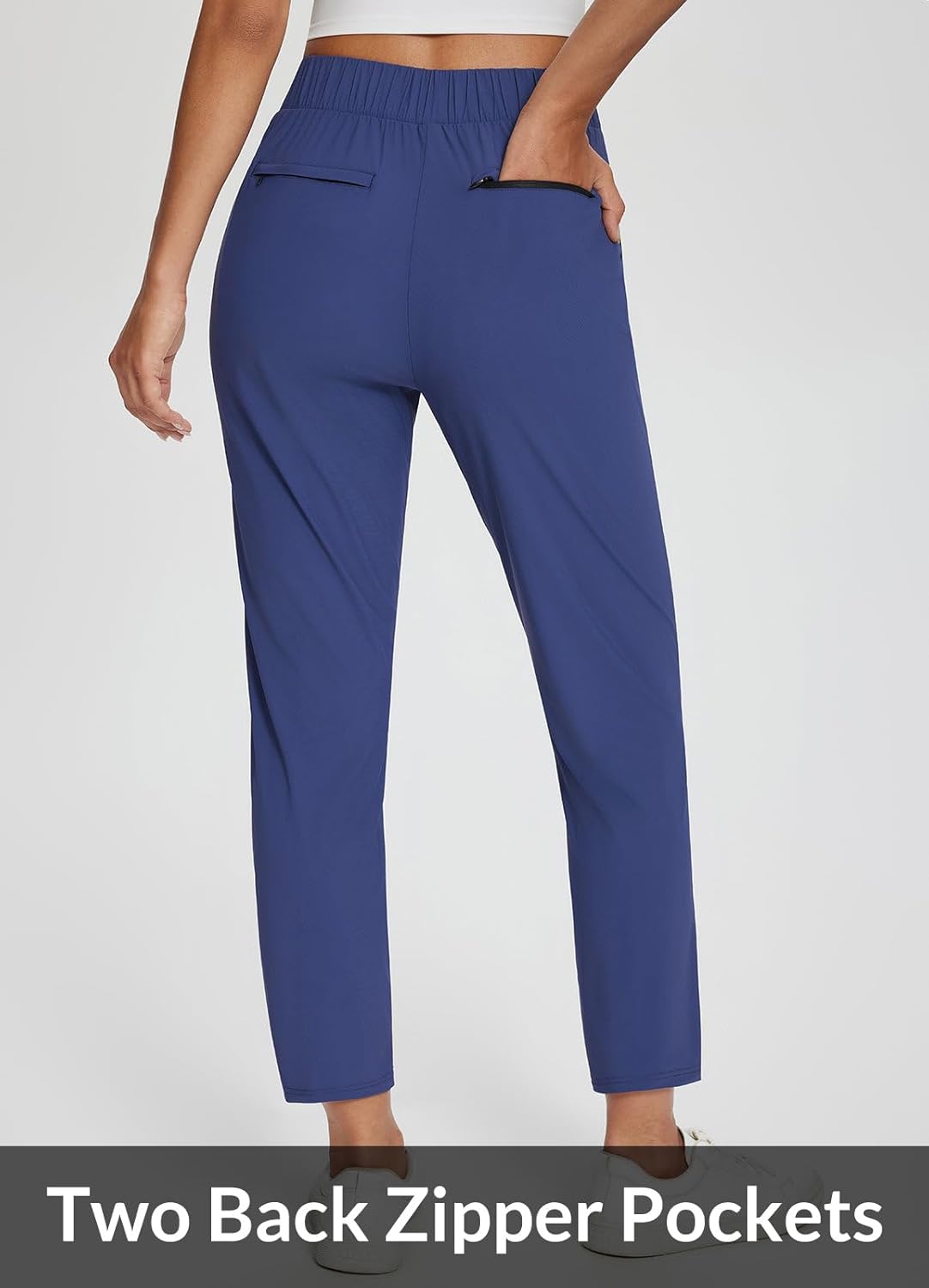 baleaf Womens Travel Pants Lightweight Stretch with Zipper Pockets Petite Ankle Dressy Golf Work Business Casual Slacks - Image 6