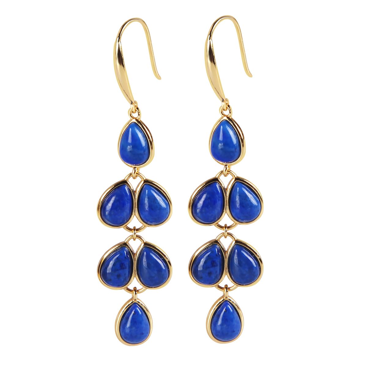 Natural blue lapis lazuli genuine 925 sterling silver stud Earrings for women