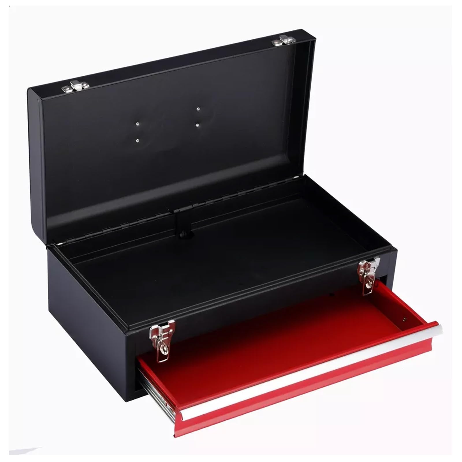 Burakh Black Lockable Tool Box With 1 Drawer Portable Metal Tool Organizer Case Waterproof | Lockable Metal Tool Box | Portable Toolbox | 1 Drawer Tool Chest