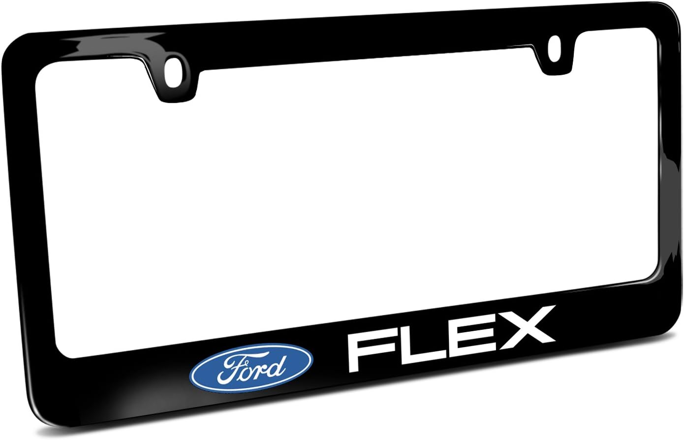 iPick Image for Ford Flex UV-LED Printed American-Made Black Metal License Plate Frame
