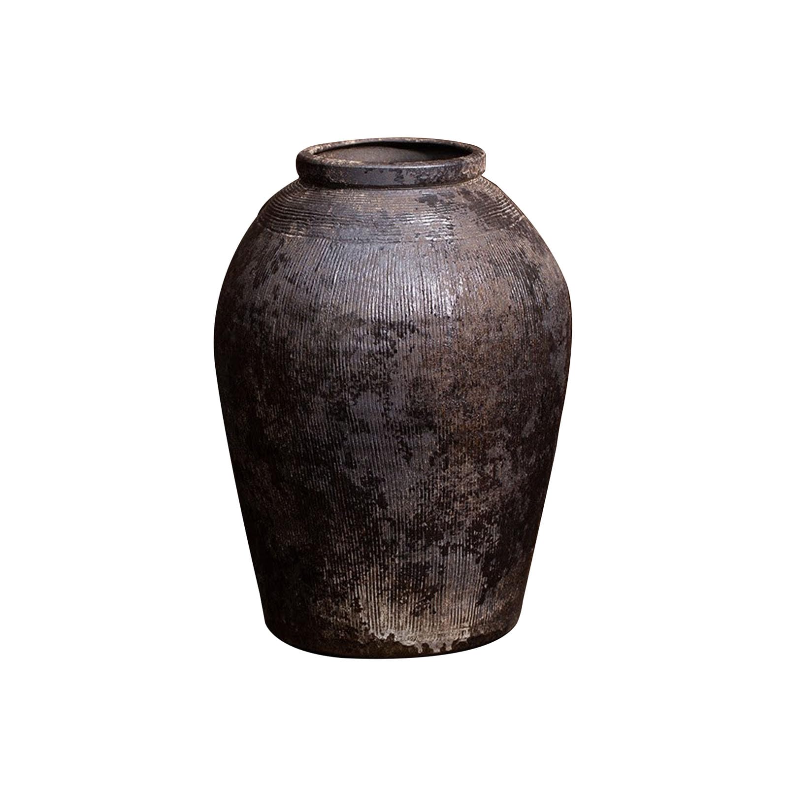 Nzzkoides D Large Sturdy Ceramic Vase, Vintage Floor Vase With Vertical Texture, Ornament For Living Room, Room Corner, Yar, Farmhouse, Hotel(Size:27 * 27 * 37Cm,Color:d)
