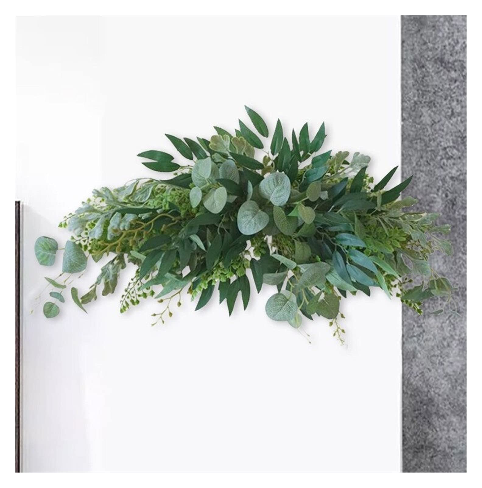 Yaoqijie - Ghirlanda di fiori artificiali in eucalipto, con foglie simulate, compatibili con casa, giardino, matrimonio, arco, decorazione verde