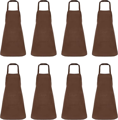 Miniatura 33 de Fengek Delantal con babero de 8 piezas para delantal de cocina unisex colorido a granel con 2 bolsillos espaciosos para cocina, barbacoa, pintura