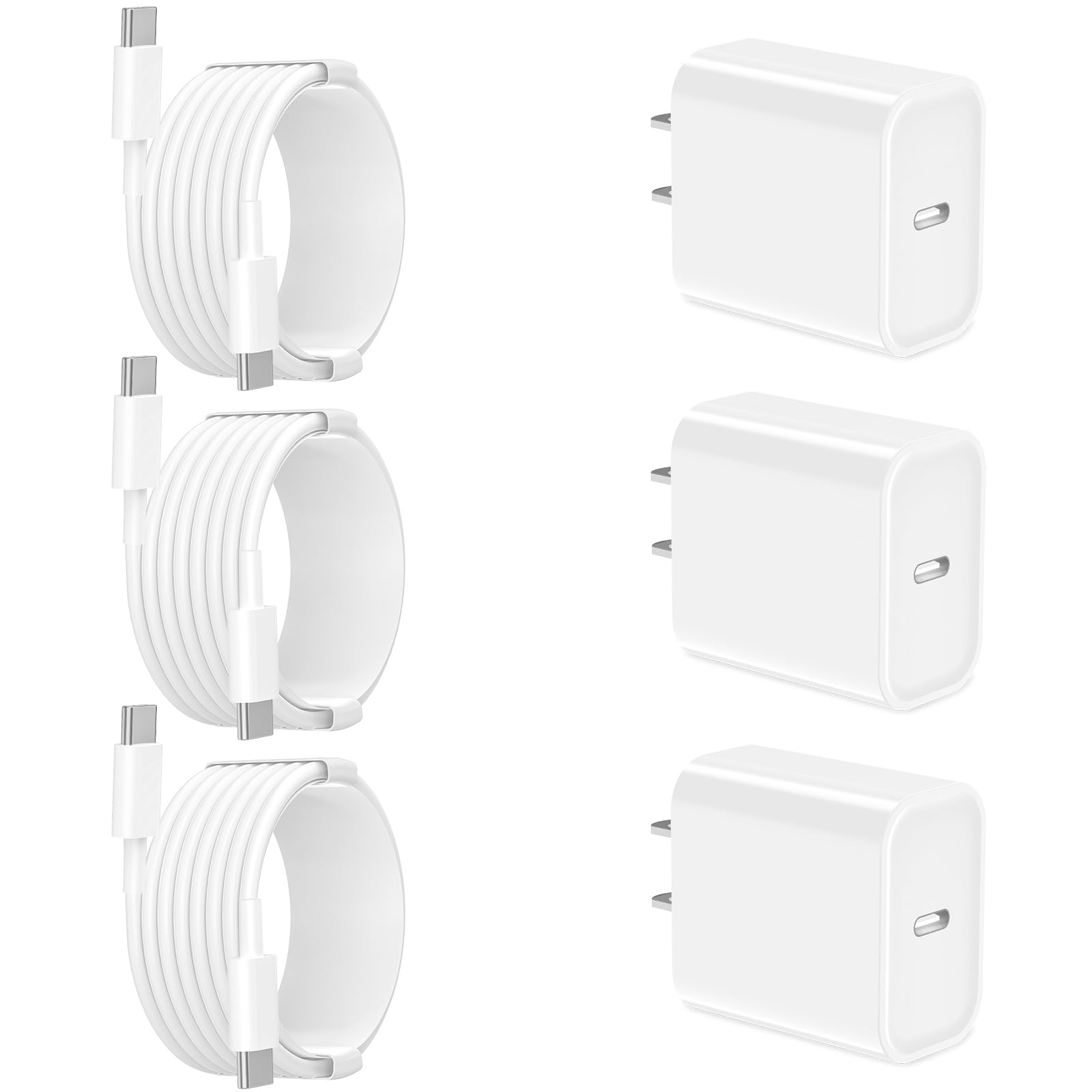 [Apple MFi Certified] iPhone 16 Charger Fast Charging, Kindtoy 3Pack 20W USB C Power Adapter Type-C Wall Charger with 6FT Type C Cable for iPhone 16/16 Pro/16 Plus/16 Pro Max/15/15 Pro/15 Pro Max/iPad