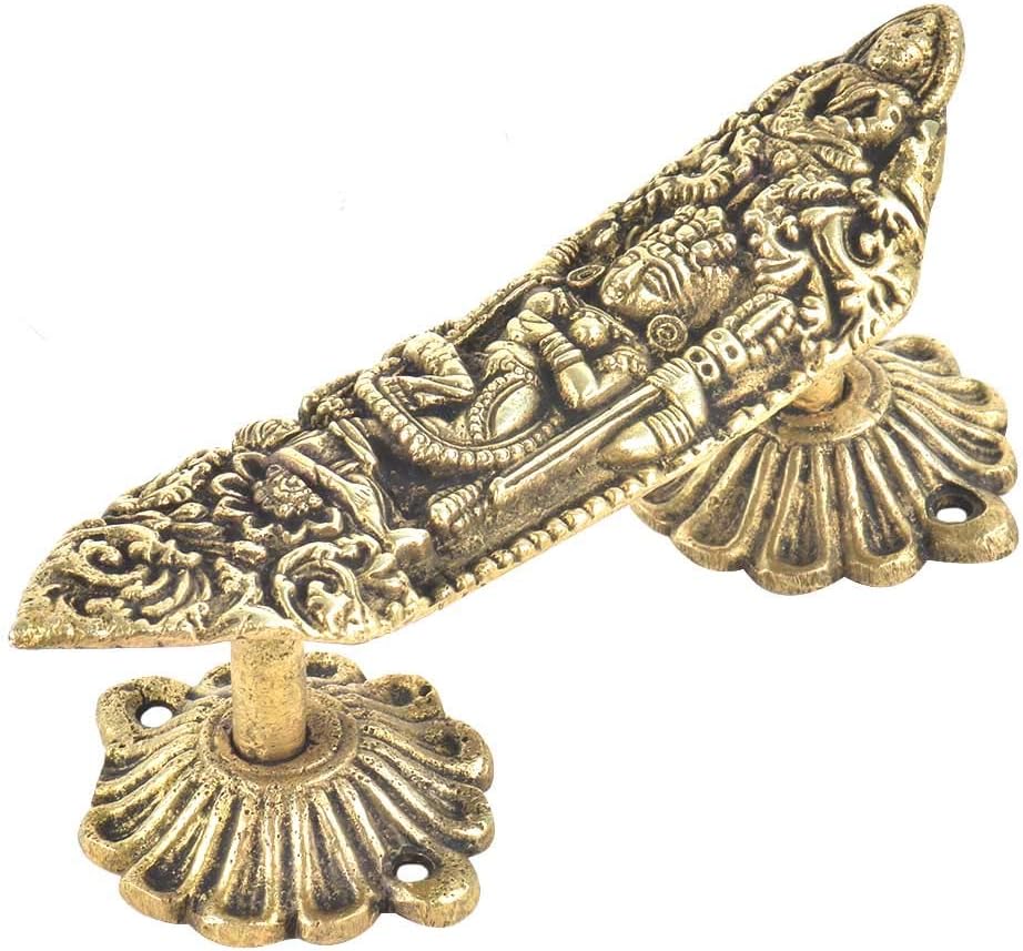 Indian Shelf 1 Pack Kali Maa Idol Gold Brass Kitchen Cabinet Handles for Door, Drawer, Dressers, Cupboard High End