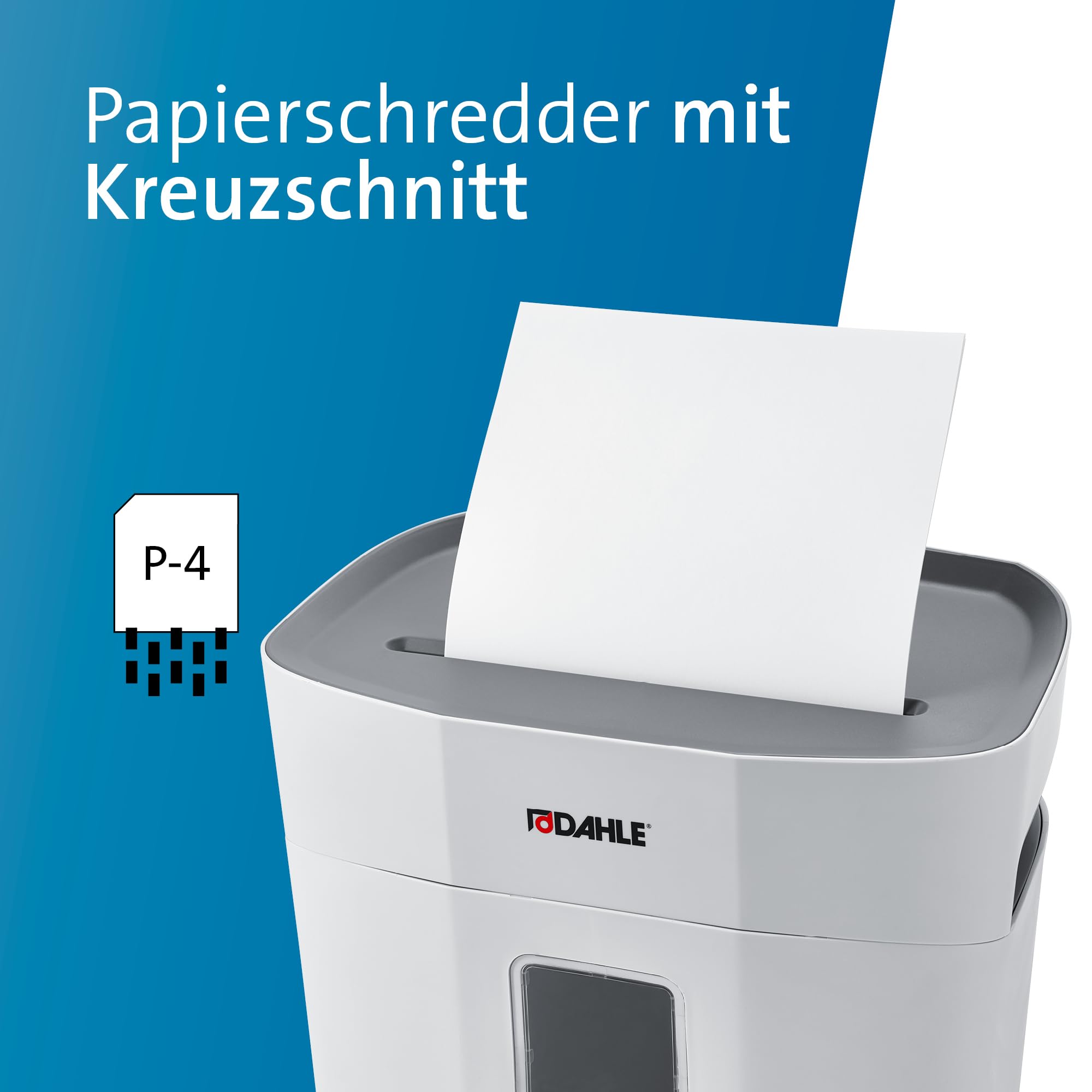 Dahle PaperSAFE PS 140 Aktenvernichter (10 Blatt, Sicherheitsstufe P4, Partikelschnitt, öl- und wartungsfrei, 12 Liter) grau