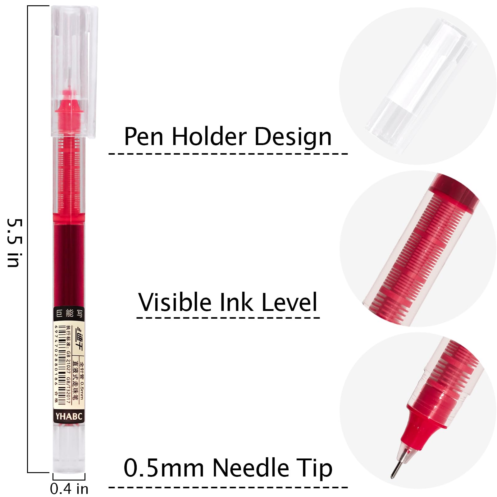 Beieverluck 60 Stück Tintenroller, 0,5 mm, japanische feine Spitze, glattes Schreiben, Gel-Tinte, Roll-Kugelschreiber für Büro, Schule, Schreibwaren, 3 Farben