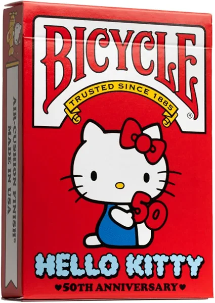Bicycle Hello Kitty 50th Anniversary Playing Cards, Limited Edition Poker Size Deck of Cards for Card Games & Gifts, Collectible for Hello Kitty Fans of All Ages