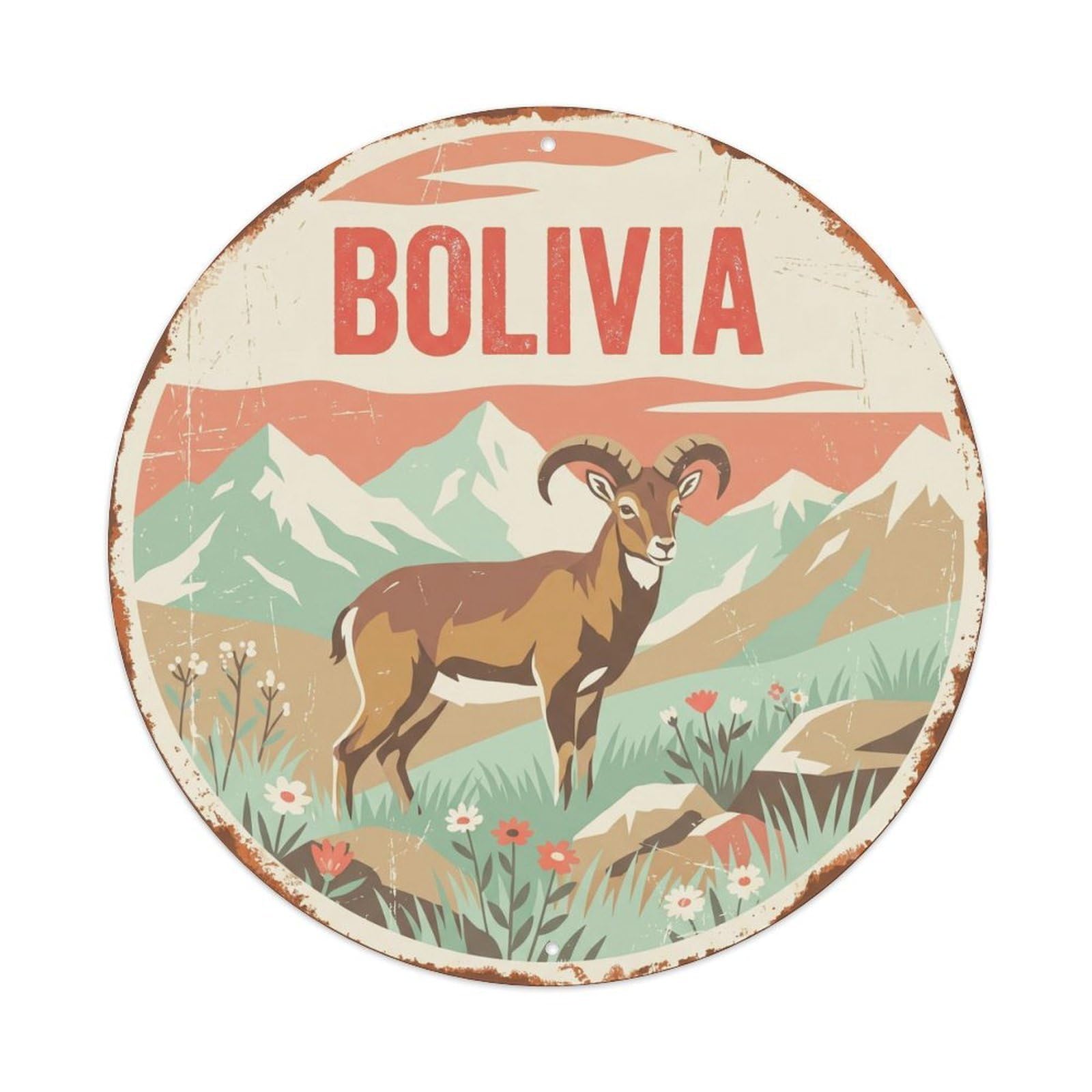 Bolivia Bharal Alpine Meadow Metal Tin Sign
