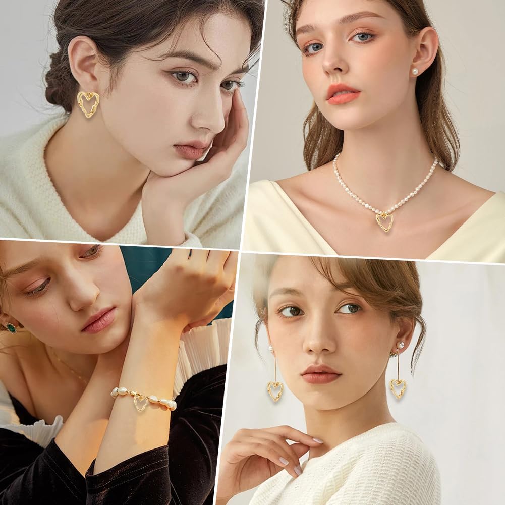 Beebeecraft 1 Box 14Pcs 18K Gold Plated Brass Heart Charms Hollow Heart Pendants Dangle Bezel Charms for Valentine's Day DIY Earring Necklace Bracelet Jewelry Making - Image 5