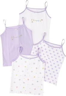 4 camisetas interiores de algodón sin mangas para niños y niñas