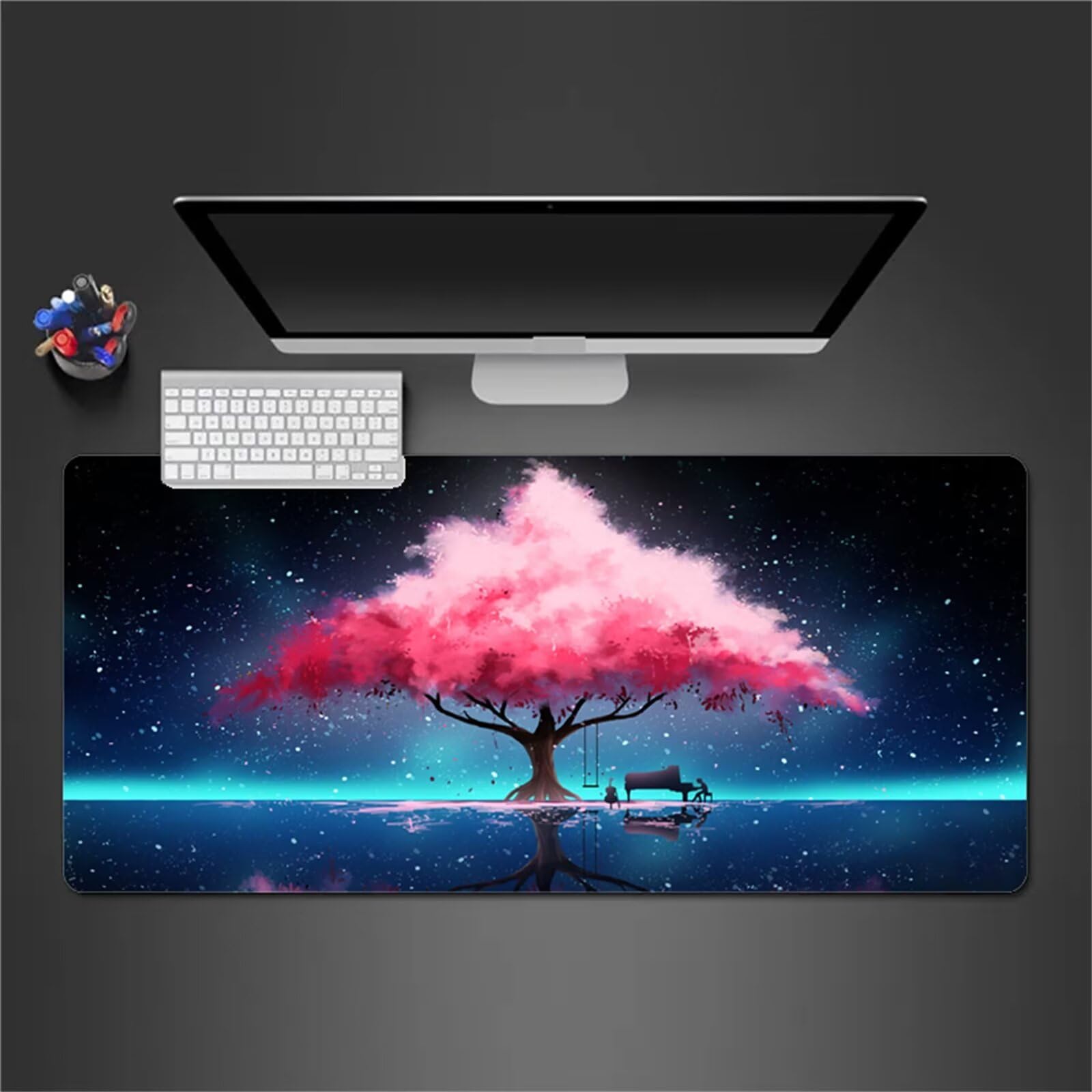 Alfombrilla Raton Gaming XXL 1200x600x2cm Alfombrilla de Ratón Grande Alfombrilla Gaming de Escritorio con Base Antideslizante para Gamers PC y Portátil (Paisaje Dibujos Animados)