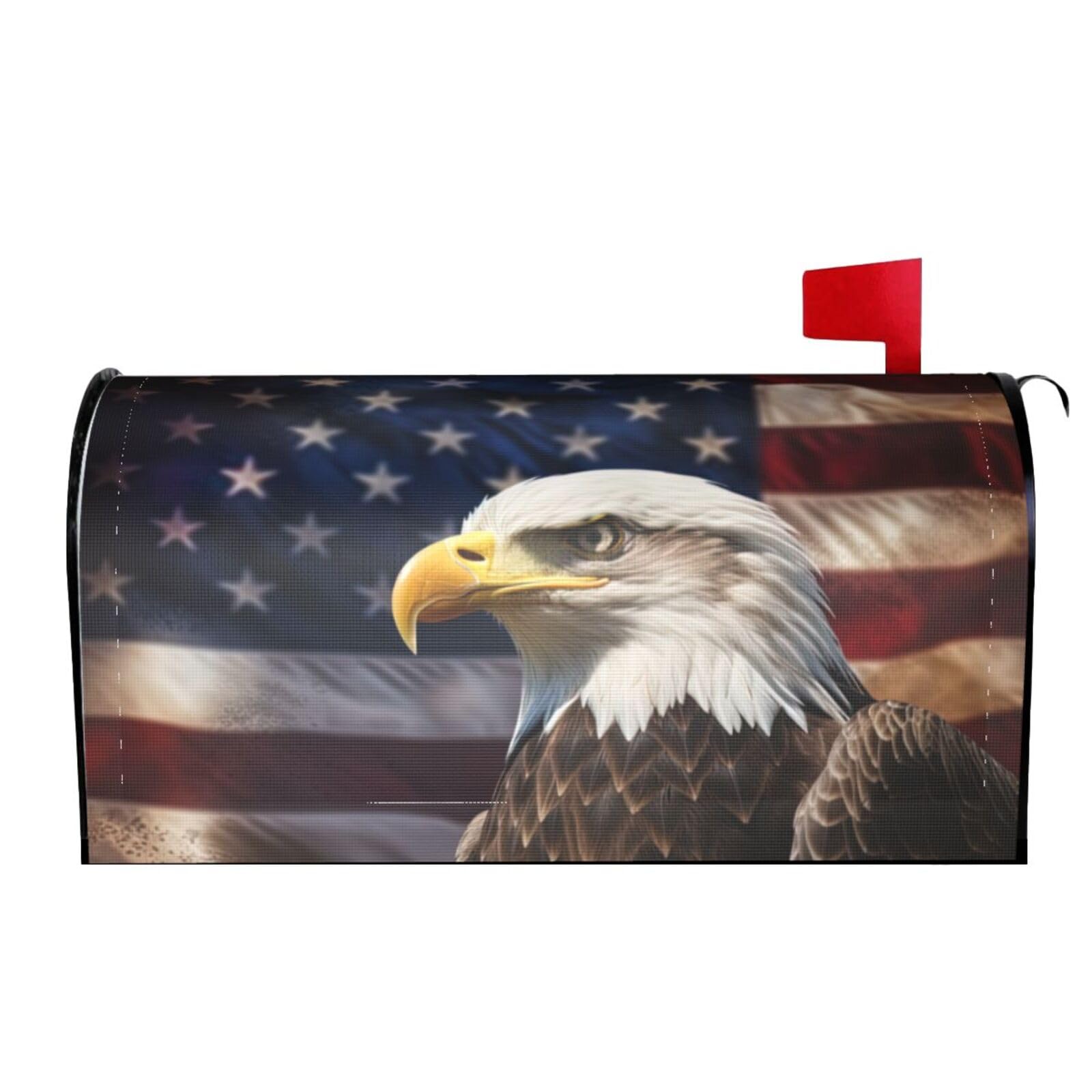Eagle and American Flag 01 Mailbox Covers Magnetic Wraps Post Letter Box Cover Garden Home Decor