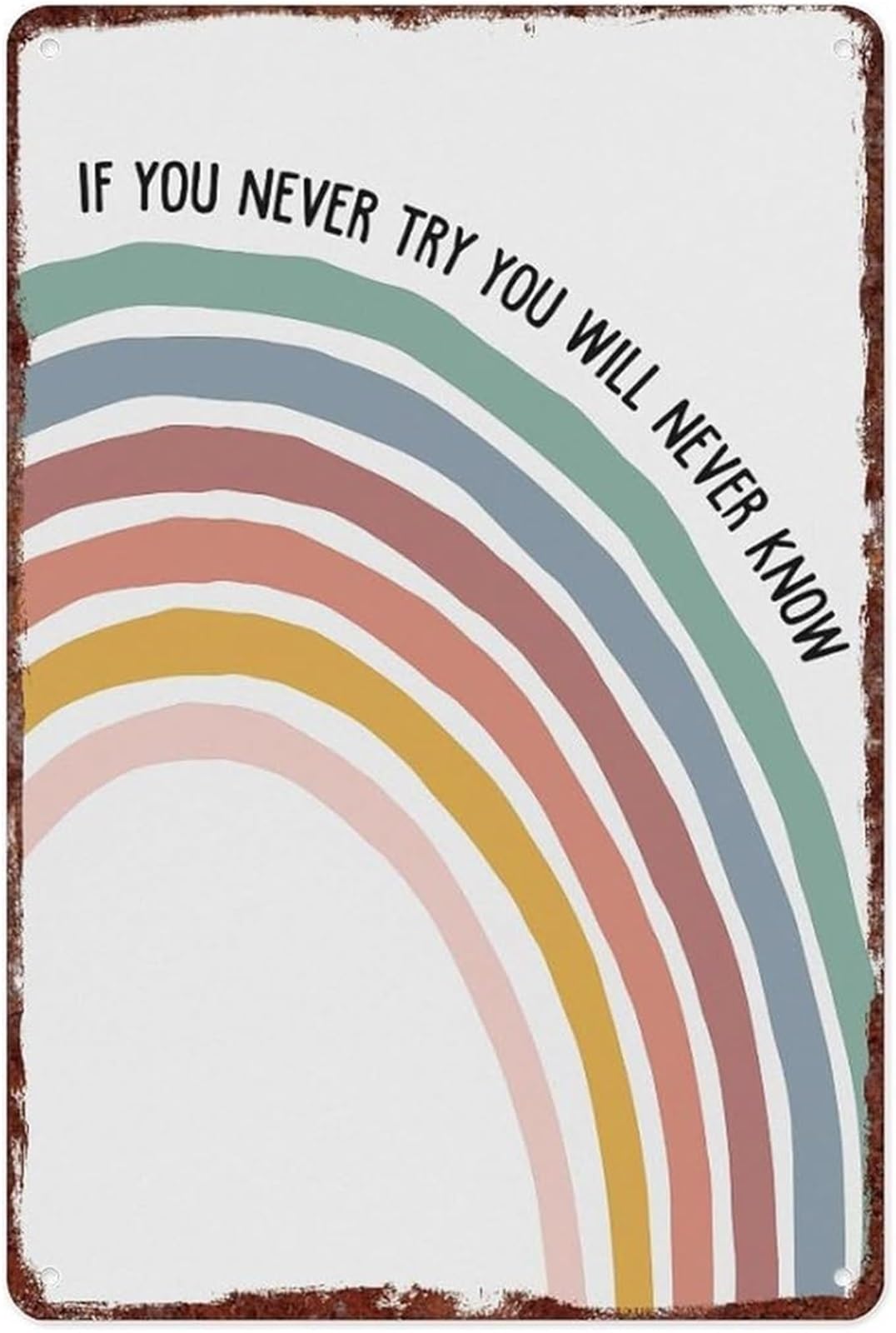 VWWJCCRO Uplifting Rainbow Aluminum Sign Vintage Distressed Wall-Art Inspirational Decor for Home Office Cafe (8 X 12 in)