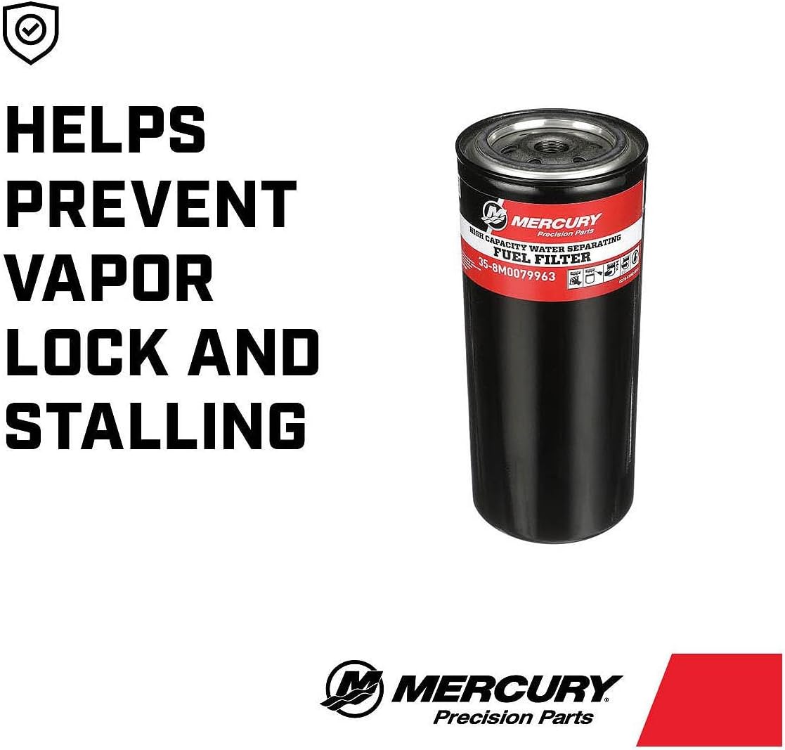 Mercury 8M0079963 High-Capacity Water Separating Fuel Filter for Select Outboard, Sterndrive and Inboard Engines
