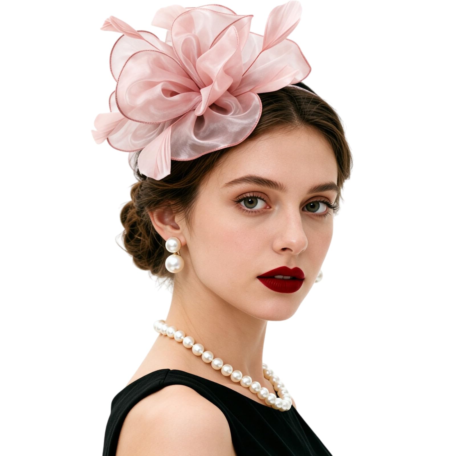 DRESHOW Fascinators Hat Tea Party Headwear Ribbons Feathers on a Headband and a Clip for Women
