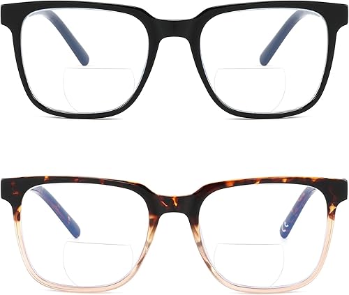 Anteojos de lectura bifocales para mujeres y hombres, parte superior transparente, bloqueo de luz azul, lectores de computadora, marco completo ancho Anteojos de lectura bifocales para mujeres y hombres, parte superior transparente, bloqueo de luz azul, lectores de computadora, marco completo ancho