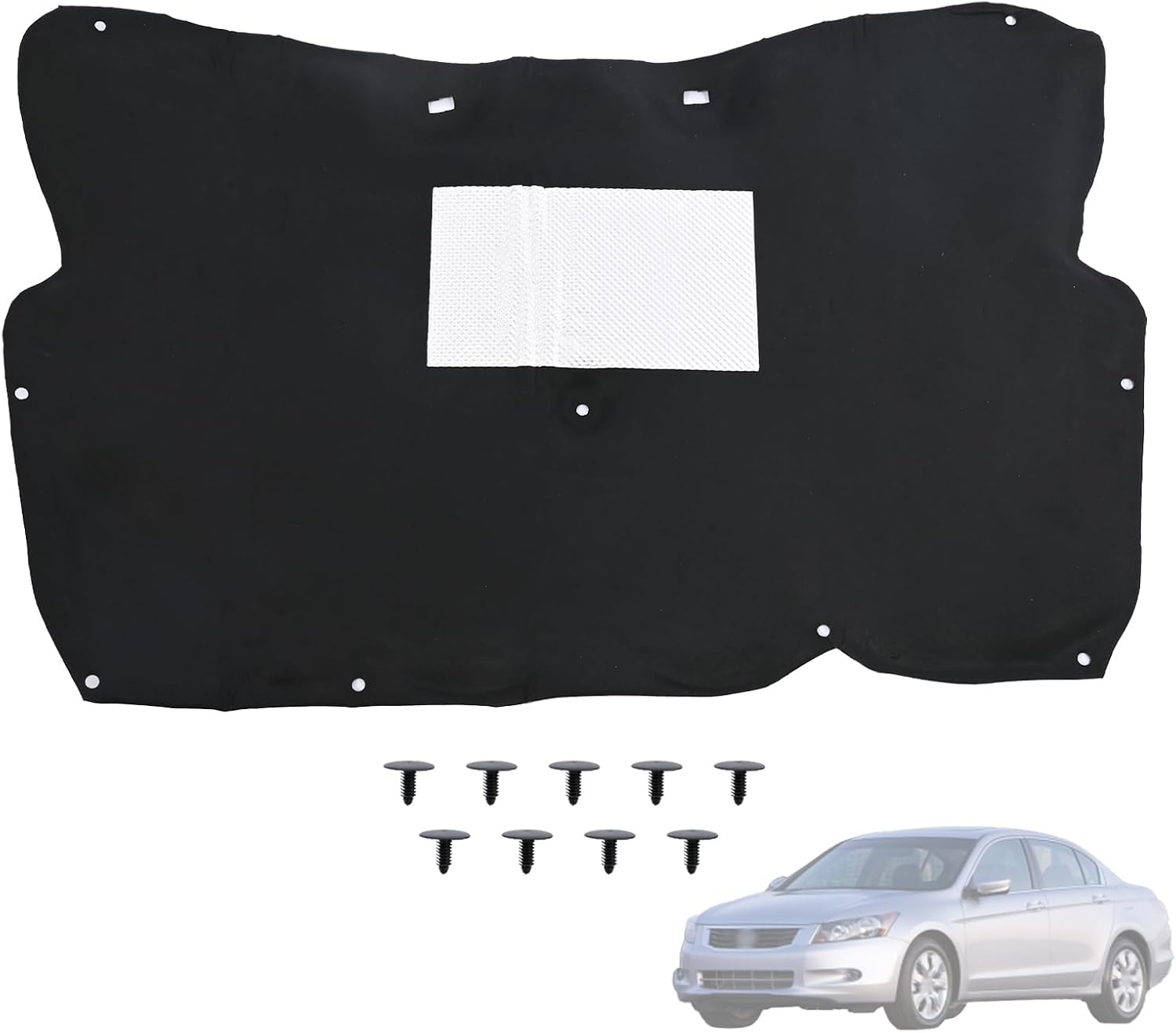 Front Engine Hood Sound Heat Insulation Cotton Pad Fit for Honda Accord G8 2008 2009 2010 2011 2012 2013 Soundproofing Cover Accessories│Hood Liner Shield│Fireproof Rug│with Nine Screws