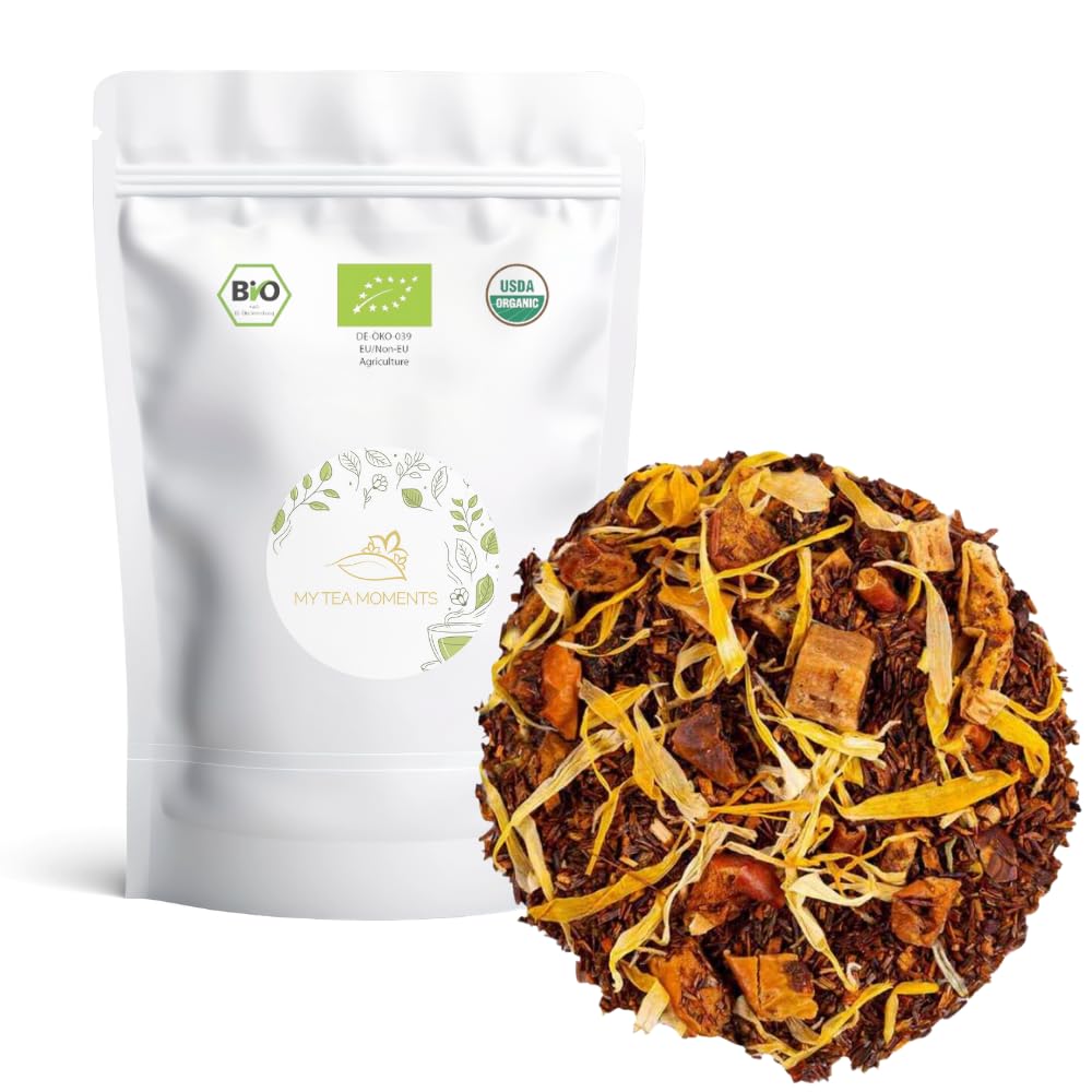 Rooibos de Manzana y Caramelo a Granel 100 Gramos - My Tea Moments - Cultivo Sostenible - Ingredientes Naturales: Caléndula, Caramelo, Manzana. Antioxidante, Mejora anímica, Vitamínico.