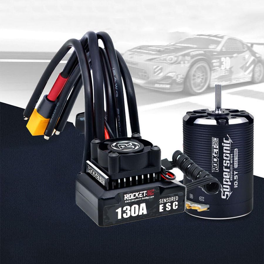 Surpass Supersonic Sensored 540 10.5T Motor 130A Brushless ESC Combo for 1/10 RC Car