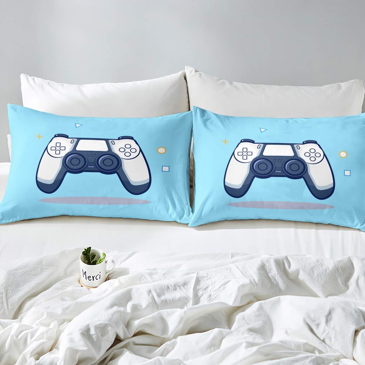 Gamepad Copripiumino Videogiochi Copripiumino novità Set di Biancheria da Letto per Controller di Gioco Moderno per Bambini Ragazzi Console di Gioco Bottoni d'azione Copriletto Copriletto S