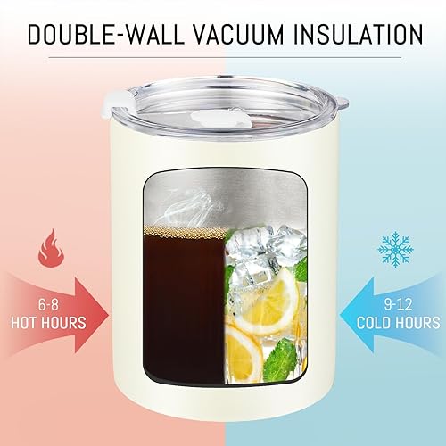 Miniatura 6 de Puraville Paquete de 4 vasos aislados de 12 onzas con tapa y pajilla, taza de café de doble pared de acero inoxidable con tapa, juego de 4, taza de