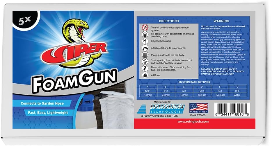 Viper 2-n-1 Pump Sprayer (RT301S) | for Disinfecting & Cleaning HVAC System Coils | 50oz Bottle Capacity | Compatible with All Refrigeration Technolgoies Viper Cleaners & Disinfectants