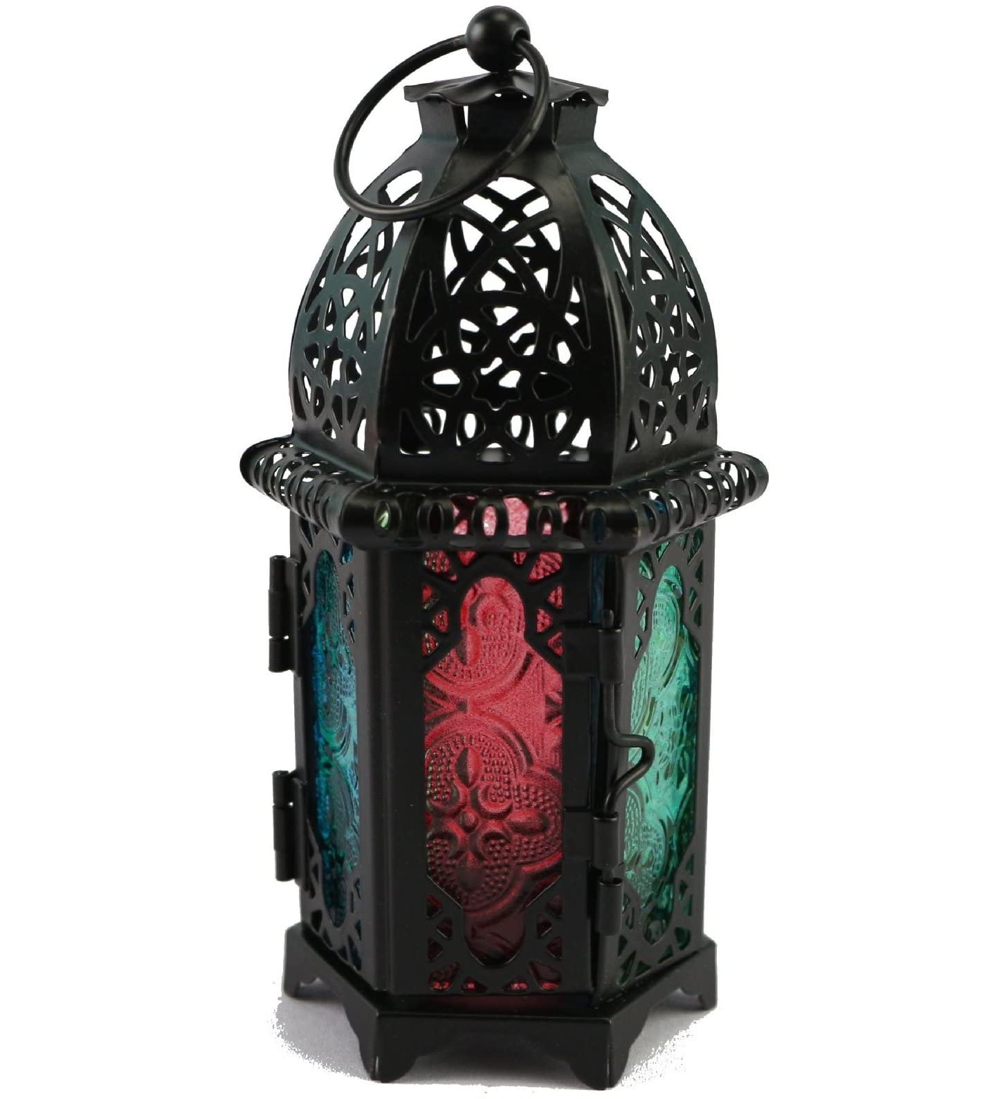 Casiler Light/Cobalt European Candlestick Holder Vintage Hanging Candle Holder Moroccan Glass Candle Lantern Wedding Home Decor