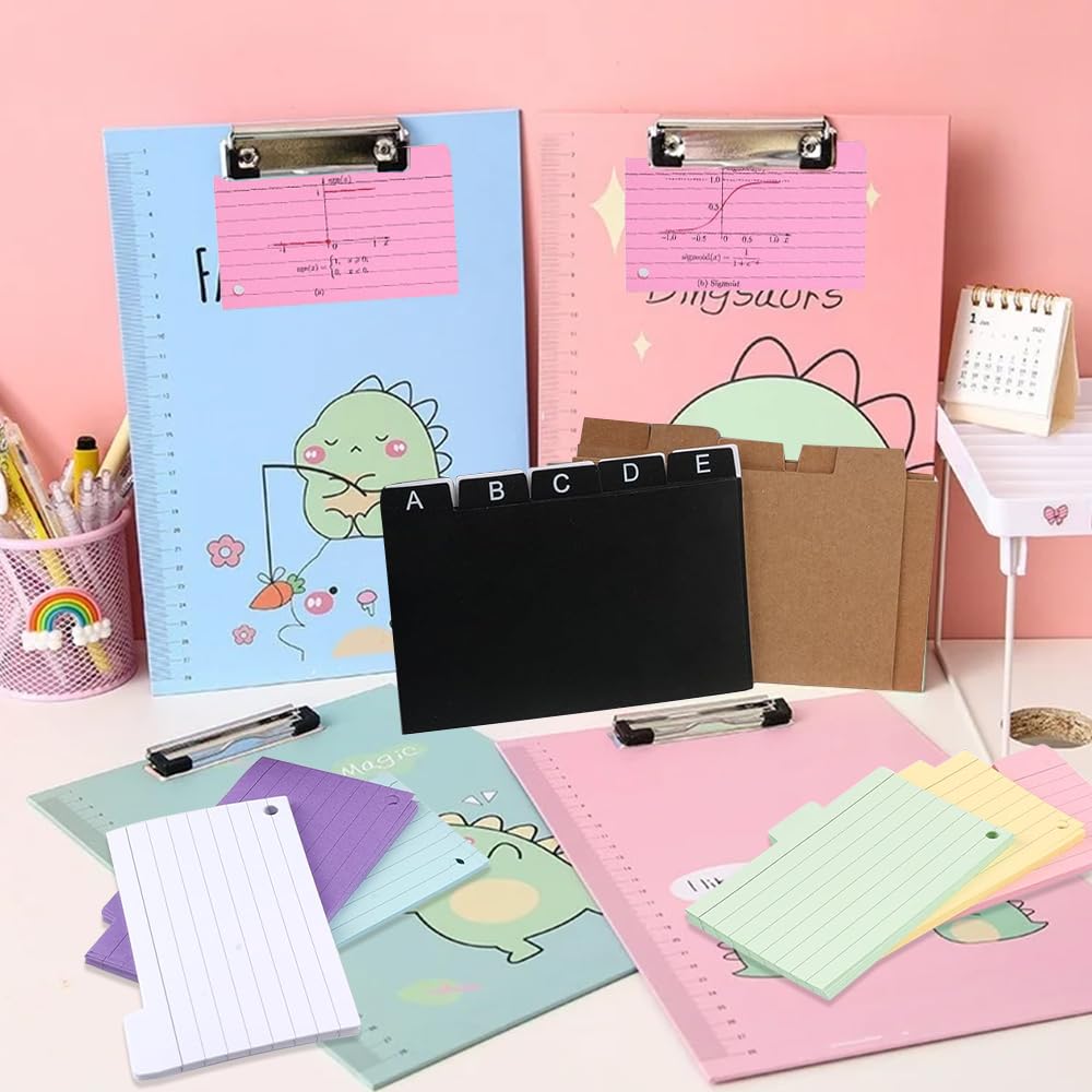 Wzhtuzi Index Cards Box Black, 240 Index Cards, 5 Kraft Labels, 6 Folder Rings and 6 Kraft Stickers, Index Card Box Set - Image 2