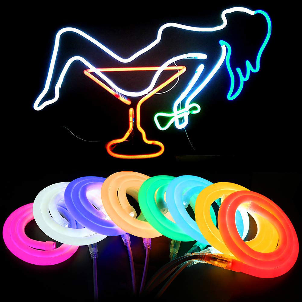 XUNATA Flexible Neon Luz de 360º (Diámetro 14mm), Tiras de LED 220V 2835 120 led/m, IP67 Impermeable Exterior Strip Lights Luminoso Decoracion (20m, Azul)