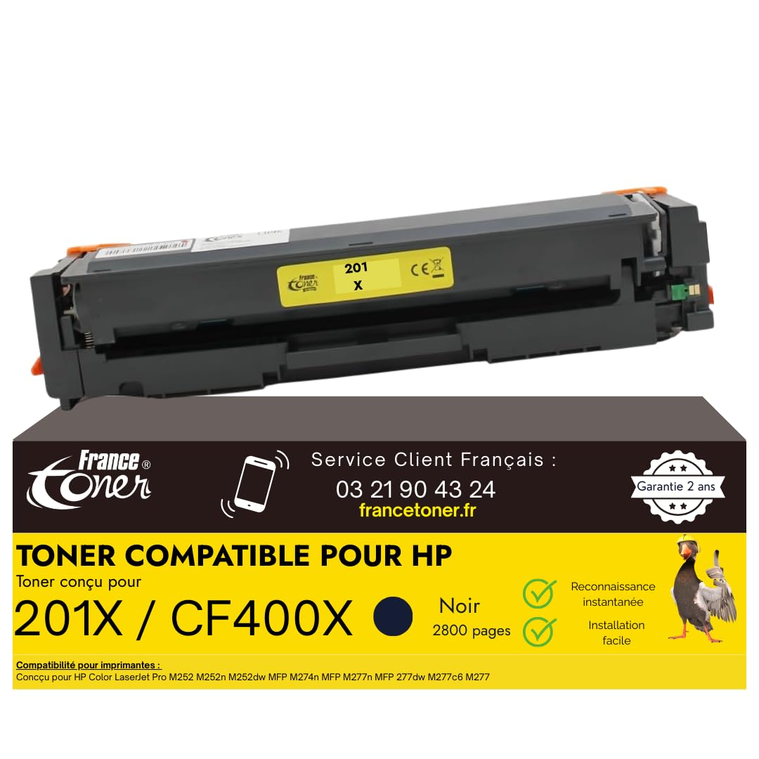 201X Noir Cartouche Toner Laser Compatible pour HP CF400X | Haute Qualité, pour Imprimante Color Laserjet Pro MFP M277dw M277n M252n M252dw M274n, 2800 Pages