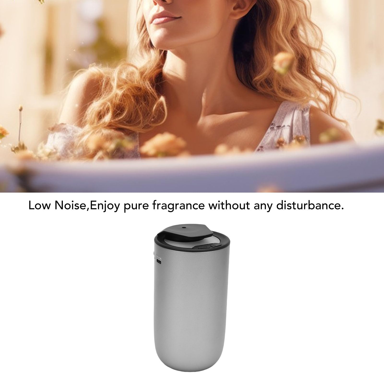 Difusor de Aceite Esencial sin Agua, Difusor sin Agua 15 Ml para Nebulizador Aceite Esencial, Difusor Aire Aromaterapia Portátil para el Hogar la Habitación Coche la Oficina (Ti Plata)