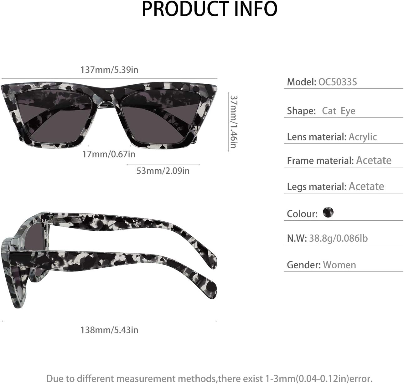 OCCI CHIARI Reader Sunglasses Women 0.75,UV Protection Outdoor Reading Glasses 0.5 0.75 1.0 1.5 2.0 2.5 3.0 3.5 4.0 (Transparent, 75)