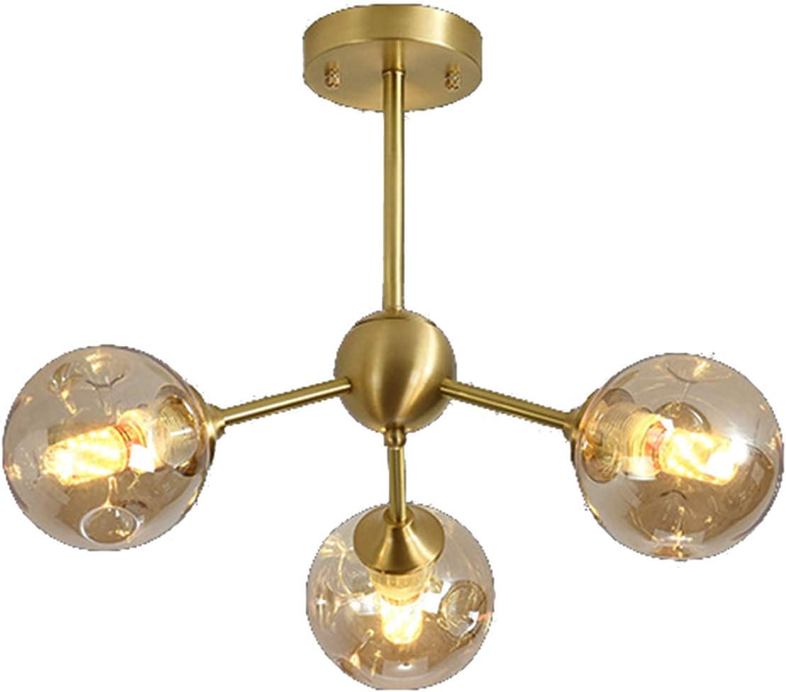 Modern 6-Lights BrassGlass During Light Irregular Metal Ceiling Lamp for Kitchen Island Dining Room Farmhouse-Copper and Amber Cover 3t (Glass 3t)