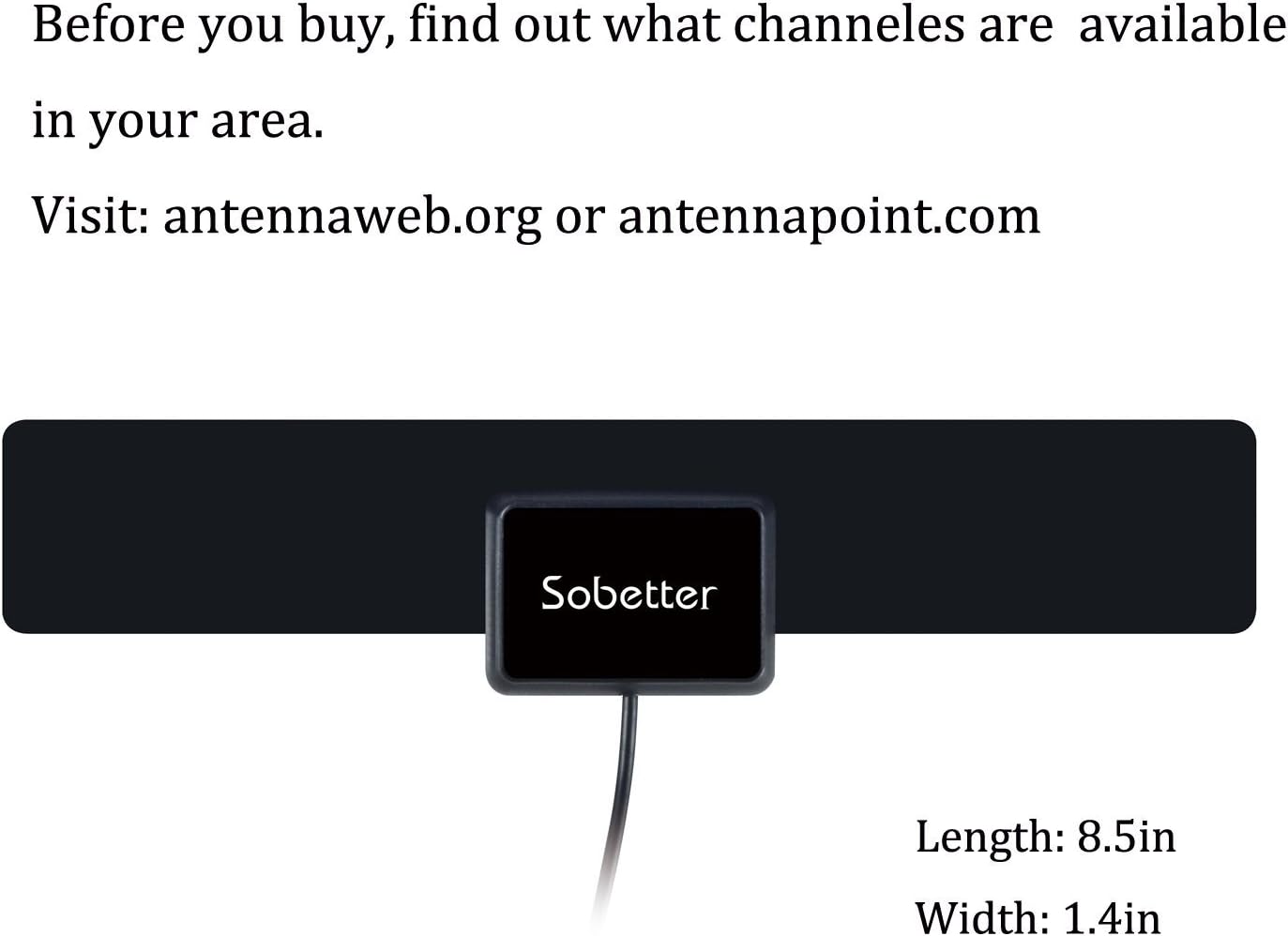 Sobetter HDTV Antenna 50 Mile Range Amplifier Digital Indoor TV Antenna Mini Size High Reception Antenna With Long Cable Power Supply
