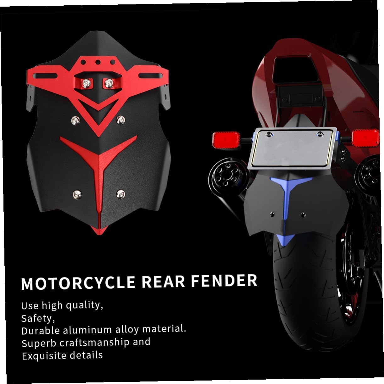 Veemoon Motorcycle Rear Mud Guard Aluminum Alloy Rear Fender Red Off-Road Vehicle Accessory for Dirt Bikes