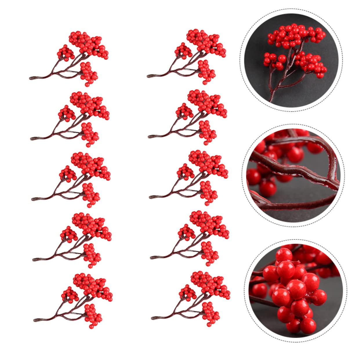 TOPBATHY 50 Pcs Frutos Rojos Artificiales Tallos de Rojas Artificiales ramitas de Falsas Ramas Artificiales Manualidades navideñas decoración Accesorio de Adorno de
