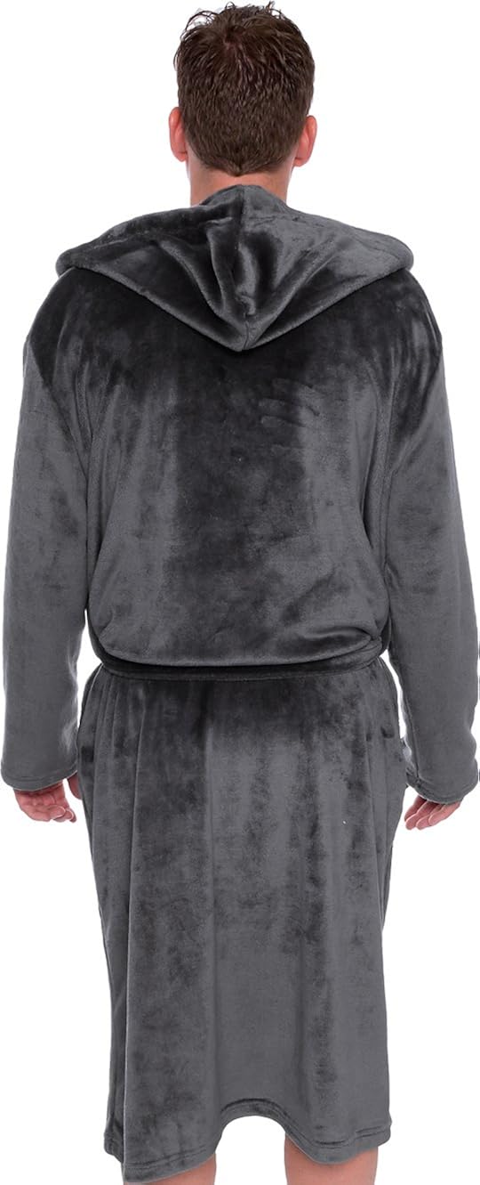 Ross Michaels Men's Hooded Robe - Plush Shawl Kimono Bathrobe: Clothing