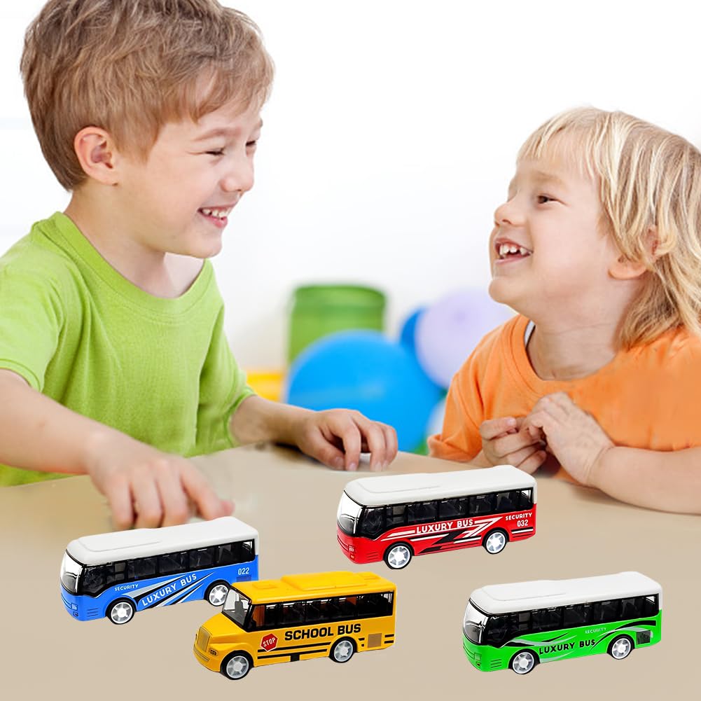 Yskerrig Toy Bus Spielzeug | Zurückziehbarer Mini Bus 18,5 Cm | Roter Stadtbus Für Kinder Ab 3 Jahren