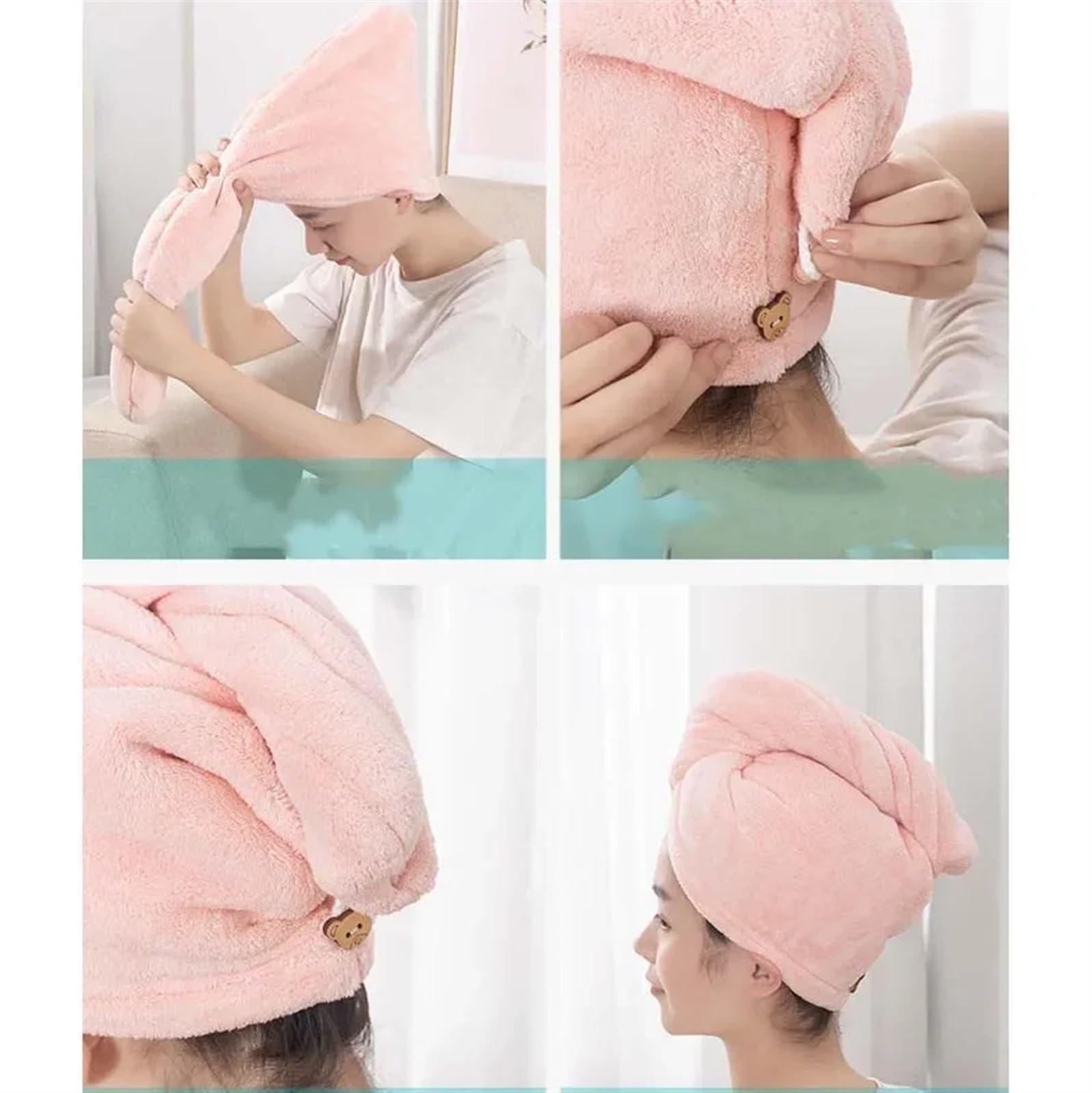 Czapka do suszenia włosów, czapka pod prysznic, Ręcznik Turban do włosów szybkoschnący wielokolorowy pakiet 1,3,5,10(Brown,5pcs)