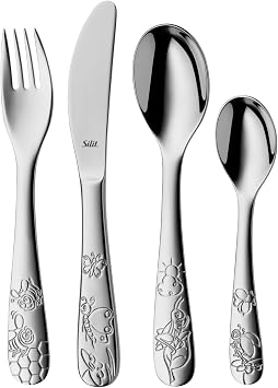 Silit Trend Childrens Bed Set 4 Pieces Childrens Cutlery Stainless Steel Childrens Cutlery from 3 Years Polished Cromargan Universal Packaging