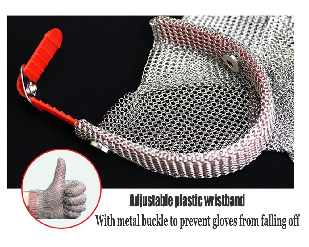 Guantes Resistentes a Cortes Guantes De Carnicería Resistente Al Corte De Acero Inoxidable, Taller De Máquinas Trabajo De Seguridad Guantes De Cadena De Cadenas, Jardinería Guantes Antideslizantes Res