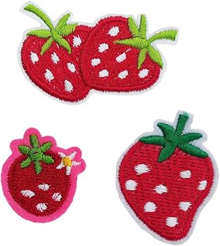 3pcs Fruit Strawberry Embroidery Hot Melt Patch Clothes Bag Hat Iron on Patch