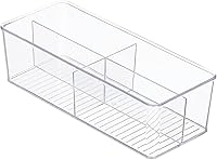 Vista 5 de mDesign Caja organizadora de plástico para armario de cocina, 4 secciones divididas para estantes de despensa, encimeras, islas o armarios
