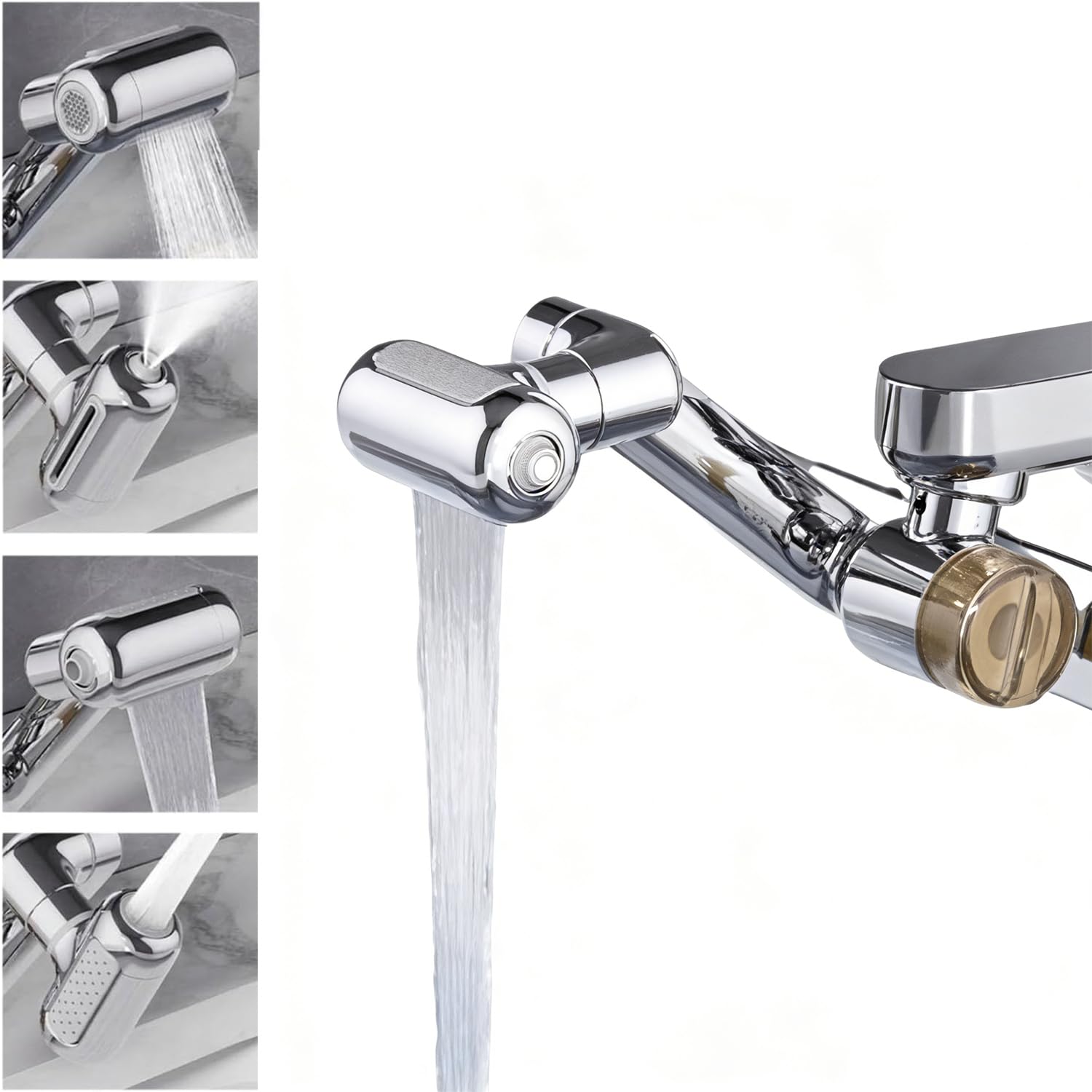 1080° Rotating Faucet Extender with Upward Facial Mist,4 Water Modes & Built-in Filter,Rotating Faucet Extender with Filter for Wash Hand/Hair/Face,Universal Fit