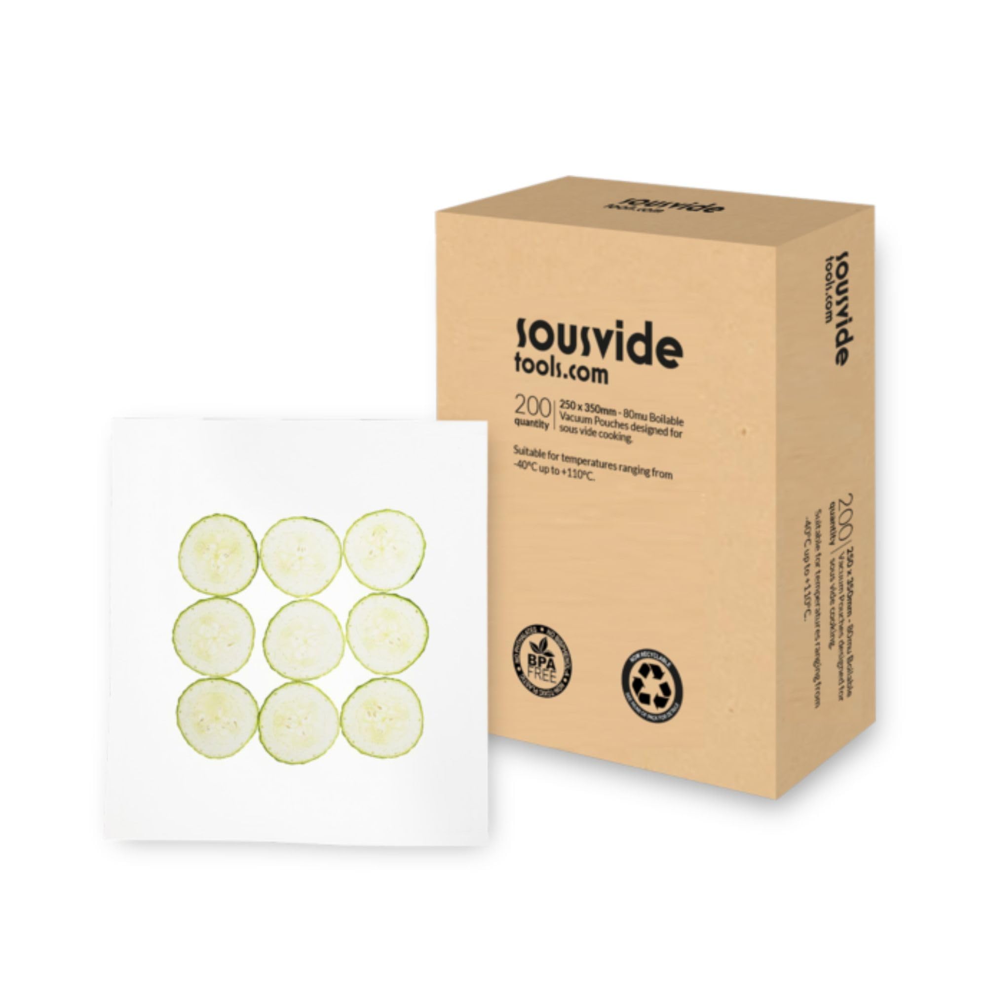 SousVideTools | Vacuum Sealer Bags | 25cm x 25cm Boilable Pouches | Pack of 200
