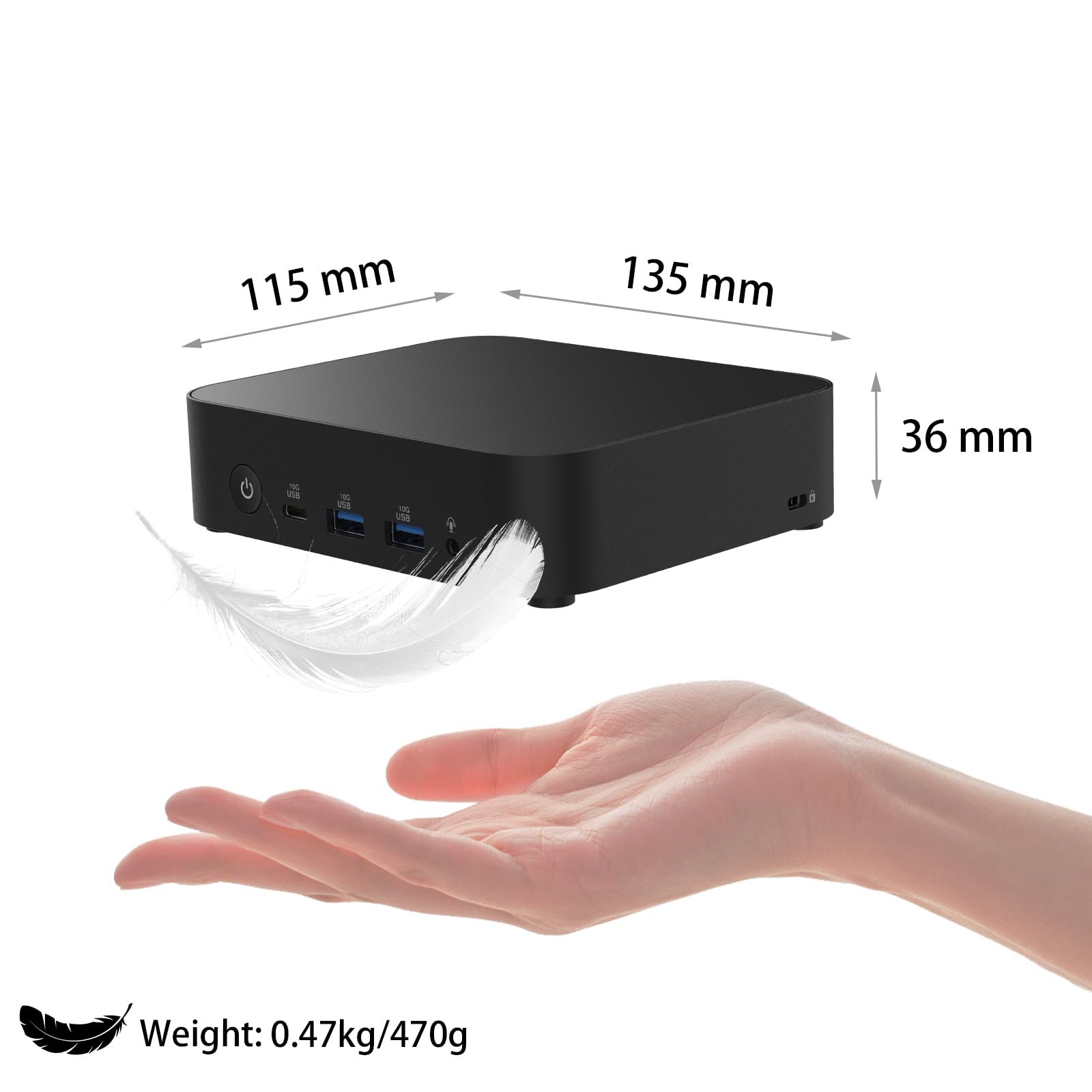 Cutesliving NUC 14 Elite Mini PC compatibile con Intel N97 Quad-Core, 16GB DDR5 RAM, 4K Triple Display, Wi-Fi 6E, design compatto 0.56L per ufficio/digital signage/uso incorporato (Barebone No RAM/SSD