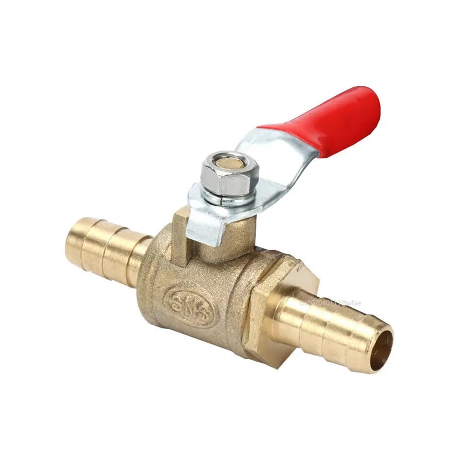Llave De Paso Agua Conector neumático de 6 mm a 19 mm, mango, reductor de manguera, espiga, latón en línea, válvula de bola de cierre for línea de agua(16mm Barb)