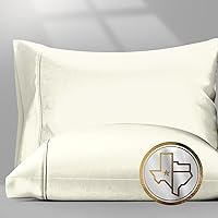 Vista 39 de TEXAS LINEN CO. Juego de 4 fundas de almohada 100% algodón egipcio, tamaño estándar/Queen, lujosas fundas de almohada de algodón de 1500 hilos