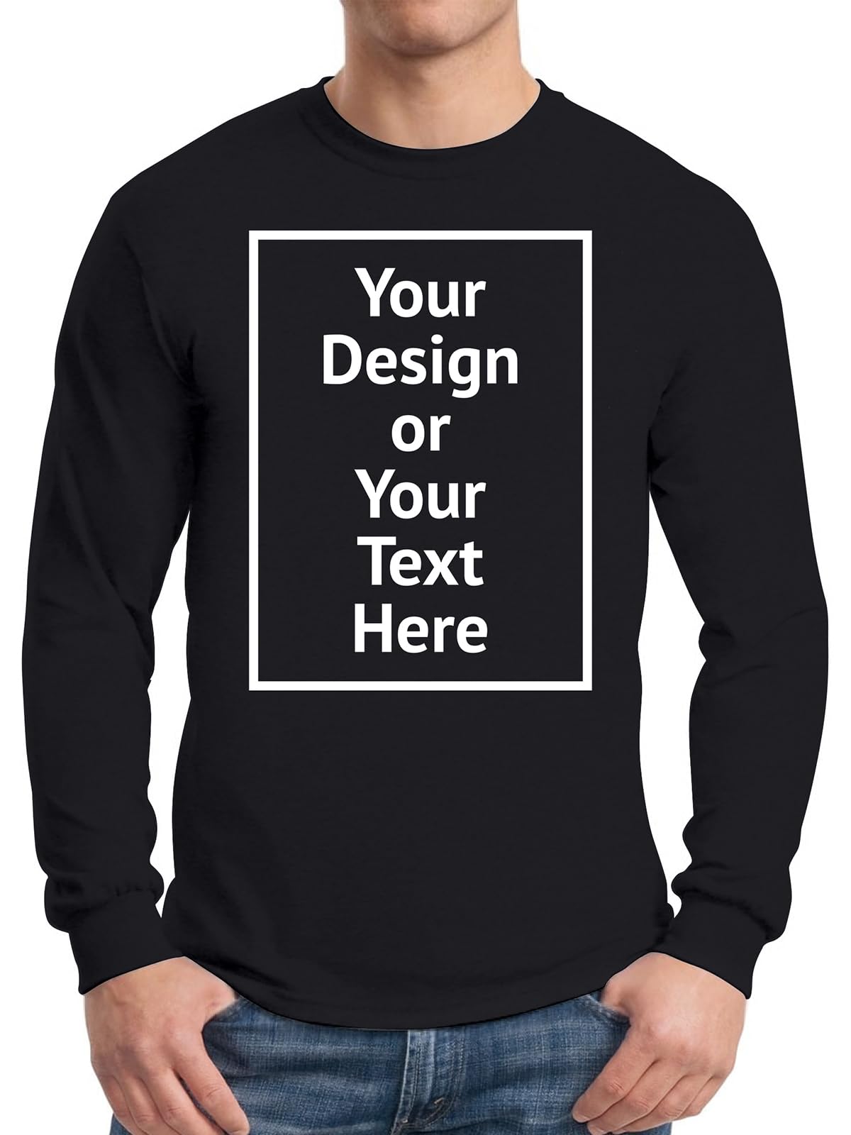 Personalized Tee Custom Long Sleeve Shirts for Men Design Your Own Image Text Photo Front/Back Print